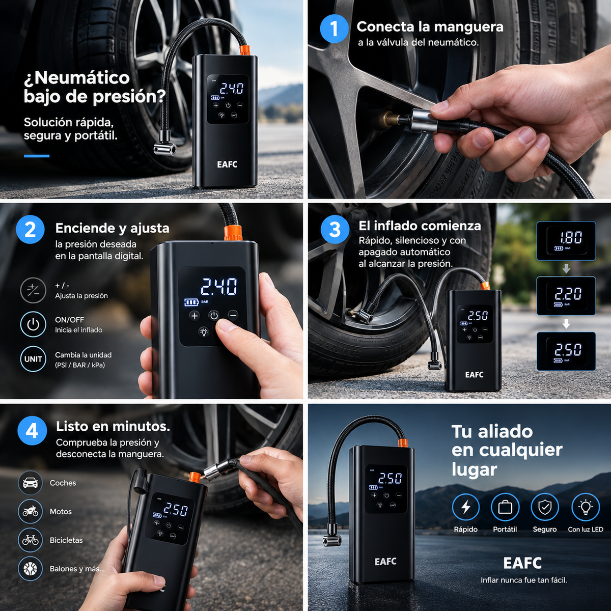 AirPress Pro - Compresor de Aire Portátil Digital